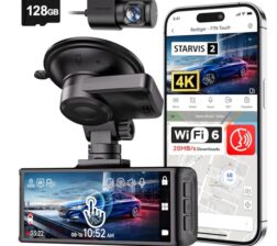 REDTIGER 4K STARVIS 2 Dash Cam Front and Rear, 5GHz WiFi 20MB/s Download, 128GB Card Included, Voice Control, Dash Camera for Cars with 3.18" Touch Screen, GPS, Loop Recording, Parking Mode(F7N Touch)